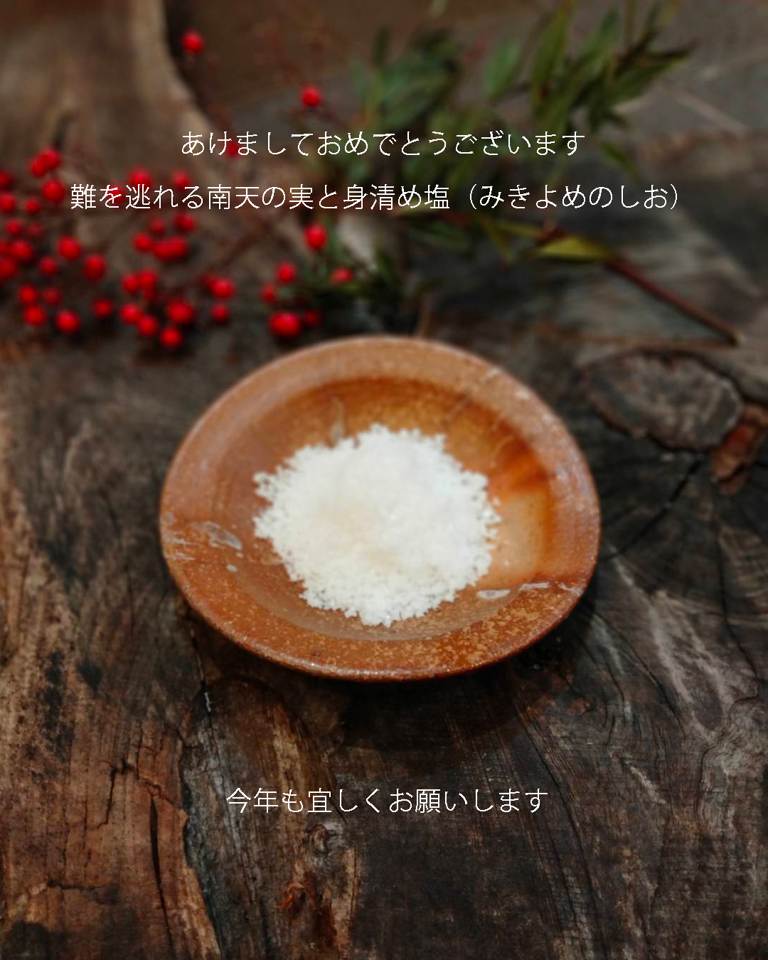 南天の実と身清め塩