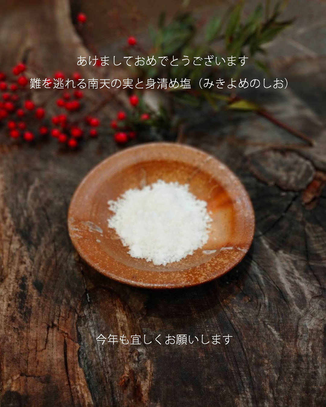 南天の実と身清め塩